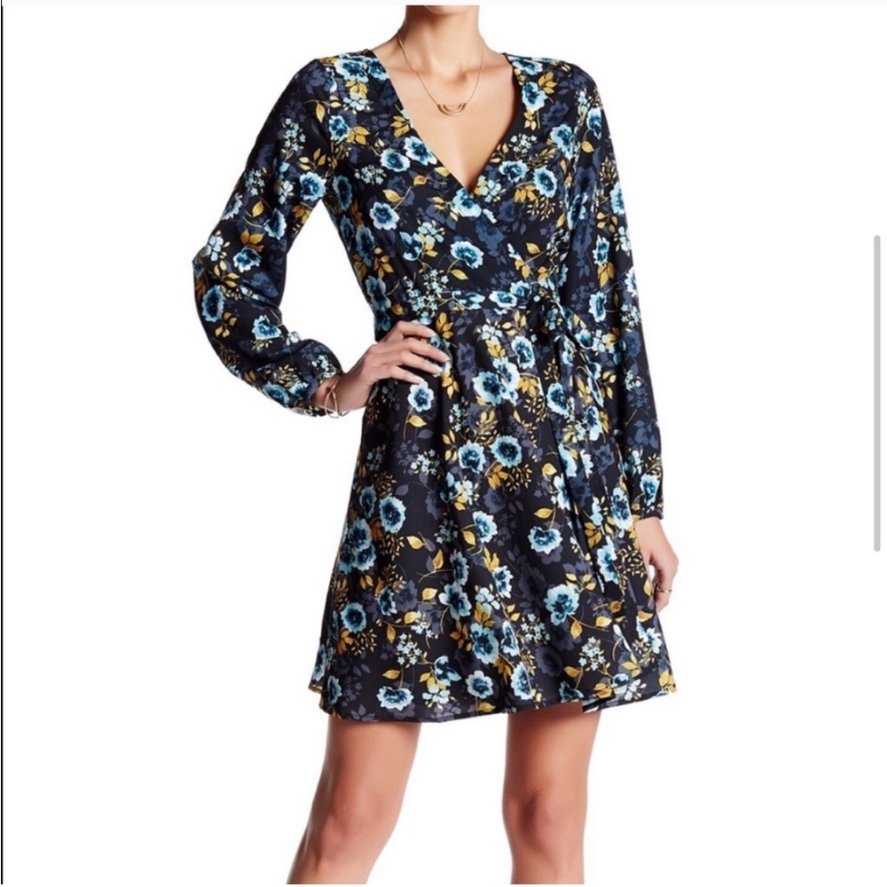Yumi Kim Carla Wrap Dress Floral Mini Long Sleeve Womens Small S